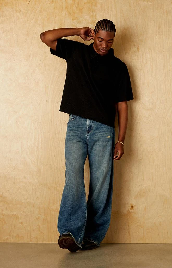 PacSun Black Ribbed Polo Shirt 4