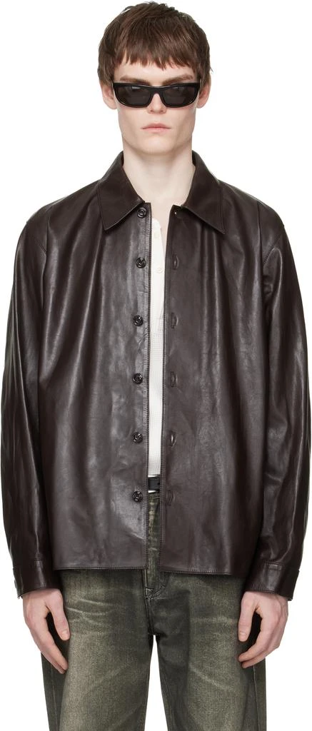Our Legacy Brown Welding Leather Shirt