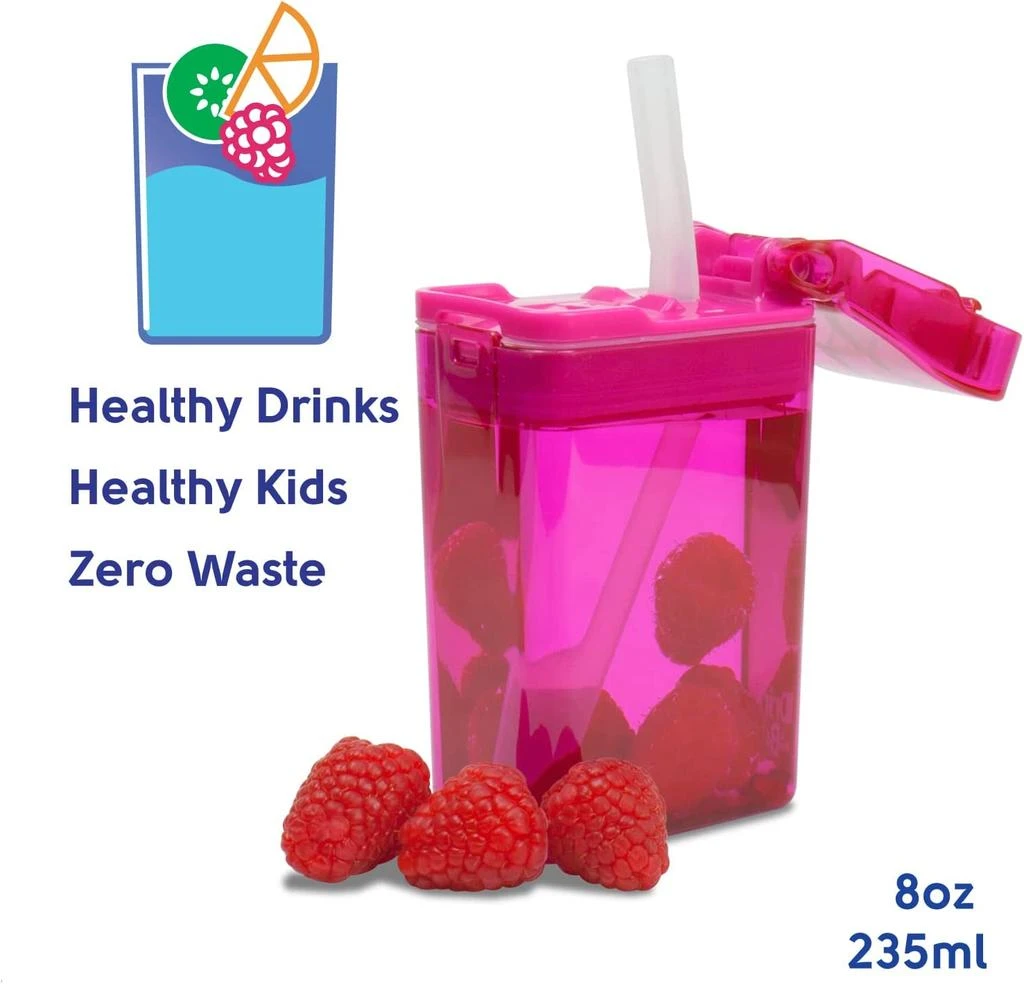 Precidio Design Drink in the Box Eco-Friendly Reusable Juice Box Container, 8 ounce, Blue 6