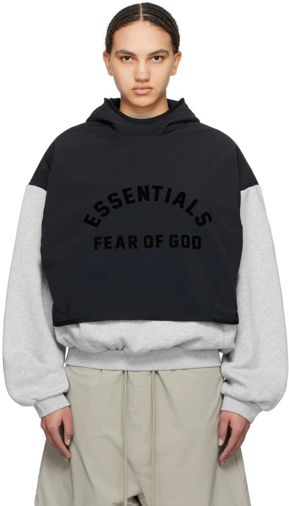 Essentials Gray & Black Bonded Hoodie 1