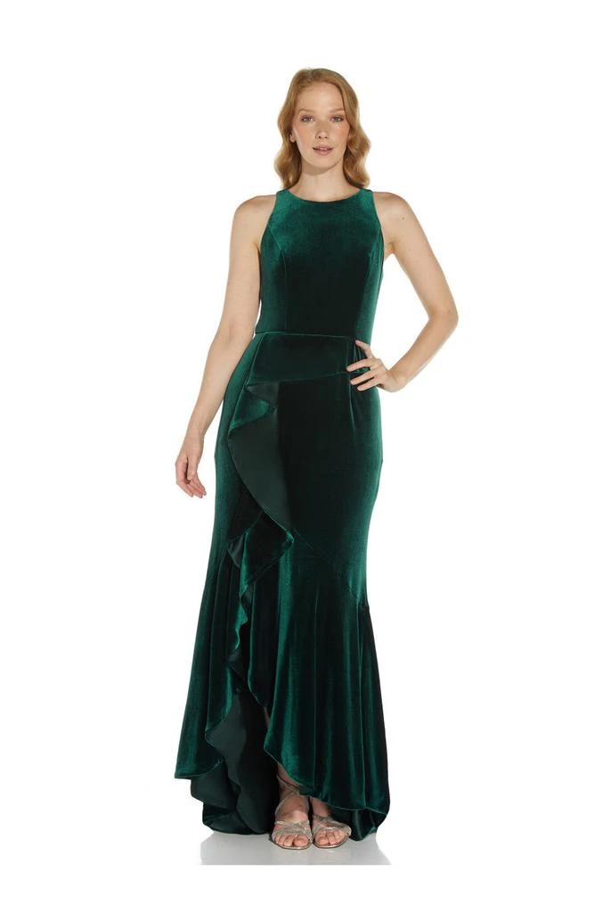 Adrianna Papell Velvet cascade gown 2