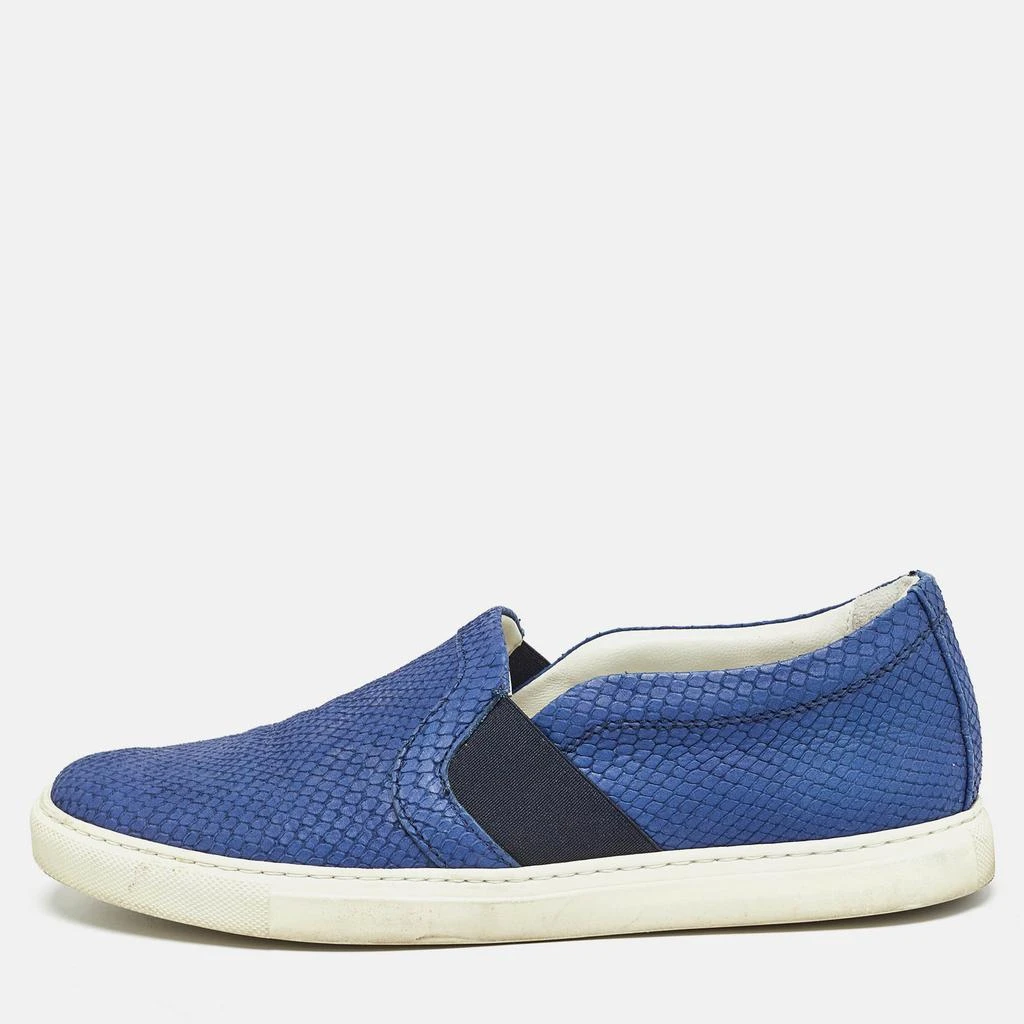 Lanvin Blue Python Embossed Leather Slip on Sneakers Size 41 – On