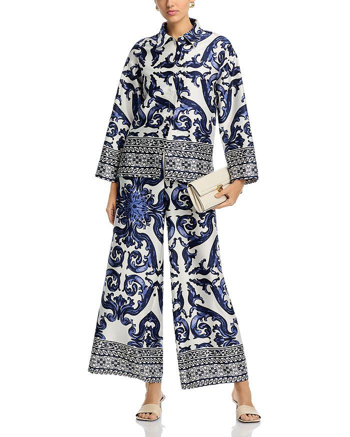Gracia Damask Print Pajama Shirt