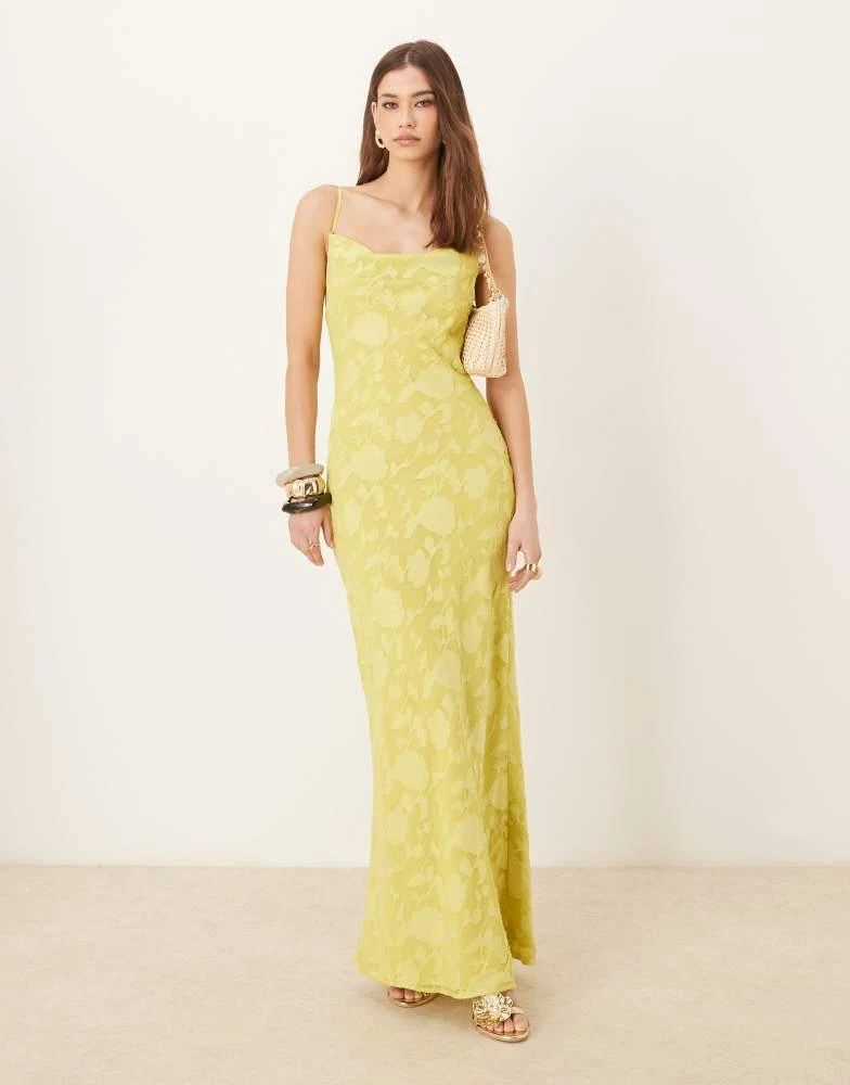 Shop Pretty Lavish cowl neck jacquard slip maxi dress in chartreuse on Sale  at BeyondStyle  Get 10% Off Pretty Lavish cowl neck jacquard slip maxi  dress in chartreuse with Limited-Time Flash