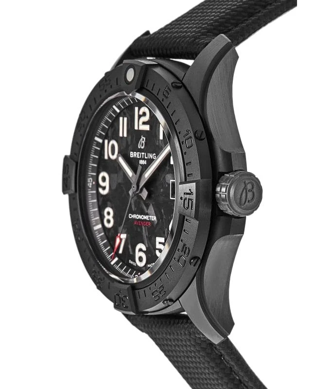 BREITLING Breitling Avenger Automatic 42 Night Mission Black Dial Ceramic Leather Strap Men's Watch S17328101B1X1 3