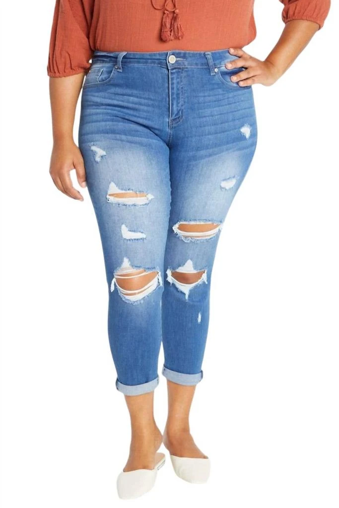 Enjean High-Rise 5-Pocket Cropped Skinny Jeans In Denim Blue 1
