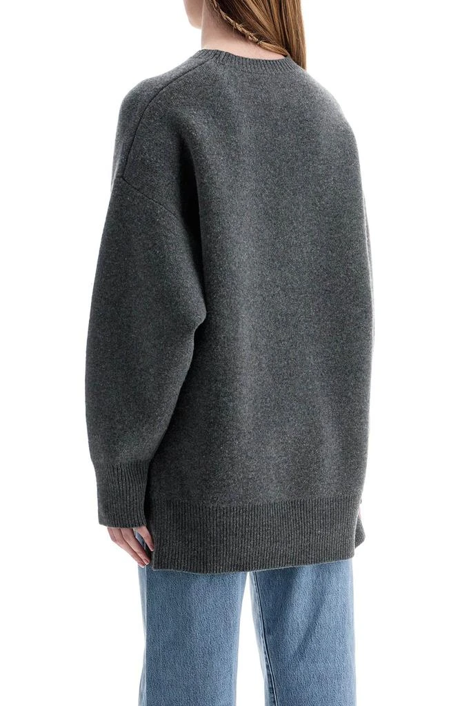 Totême gray melange wool and cashmere sweater with wide neck 3