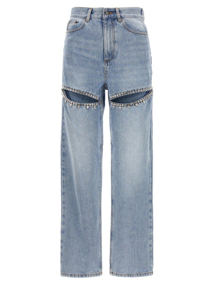 AREA Area Embellished Straight Leg Jeans