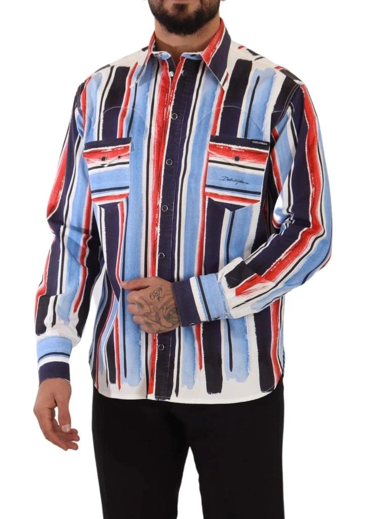 Dolce & Gabbana Dolce & Gabbana Red Striped Long Sleeve Cotton Shirt Blue 5