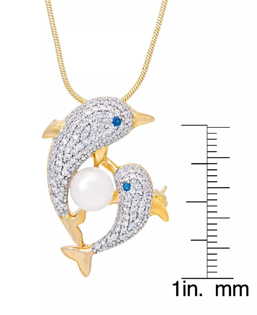Macy
s Genuine Freshwater Pearl Cubic Zirconia Dolphin Pendant 18" Necklace in Gold Plate 2