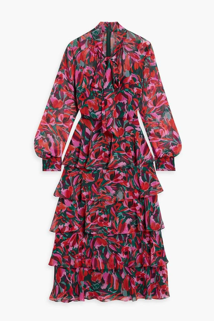 MIKAEL AGHAL Tiered floral-print chiffon midi dress 1