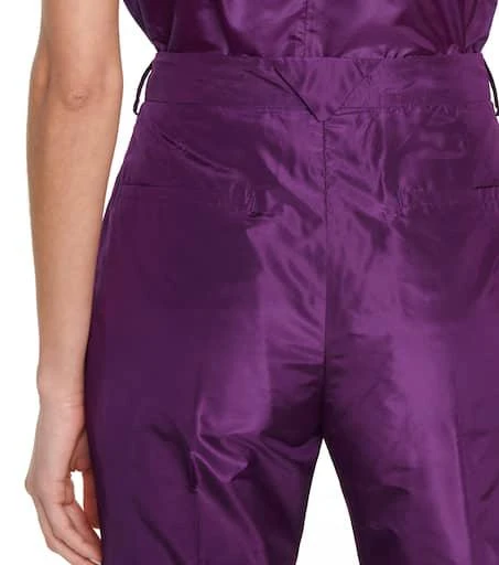 Prada High-rise straight silk taffeta pants 5
