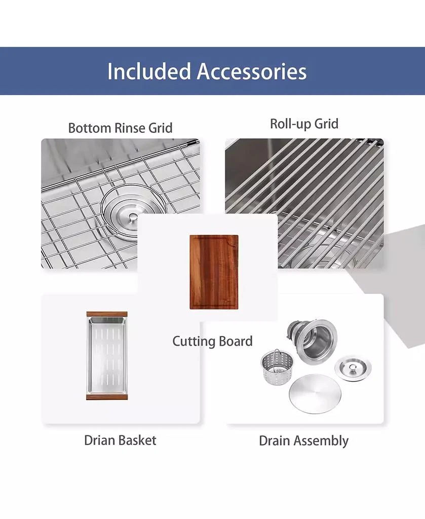 Flynama 30x21x9inch Farmhouse Kitchen Sink Workstation Stainless Steel 16 Gauge Apron Front 7