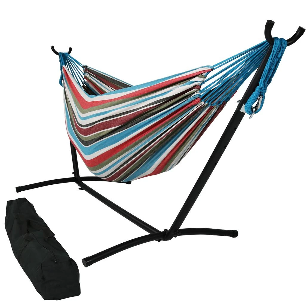 Sunnydaze Large Double Brazilian Hammock with Stand and Carrying Case - 400 lb Weight Capacity 10