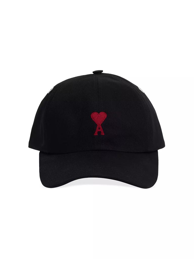 ★AMI ★ Logo Embroidered Baseball キャップ AMI Unisex Logo-Embroidered Baseball Cap NOIR - Hats - Free
