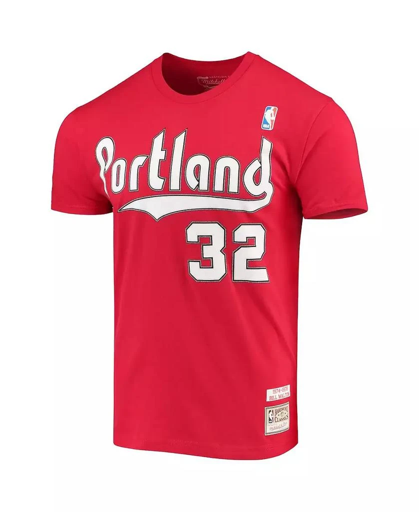 Mitchell & Ness Men's Bill Walton Red Portland Trail Blazers Hardwood Classics Player Name and Number T-shirt 3