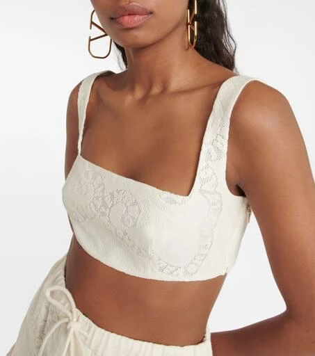 Valentino Embroidered cotton-blend bralette 4