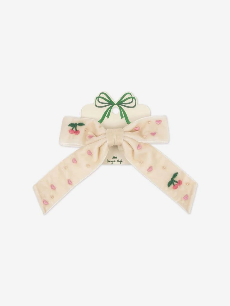 Konges Slojd Girls Velvet Bow Pearly Hair Clip in Ivory 1