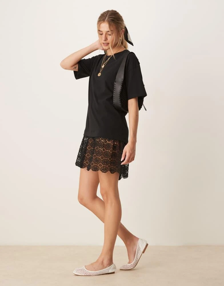ASOS DESIGN scoop t shirt mini dress with lace hem – On Sale Now