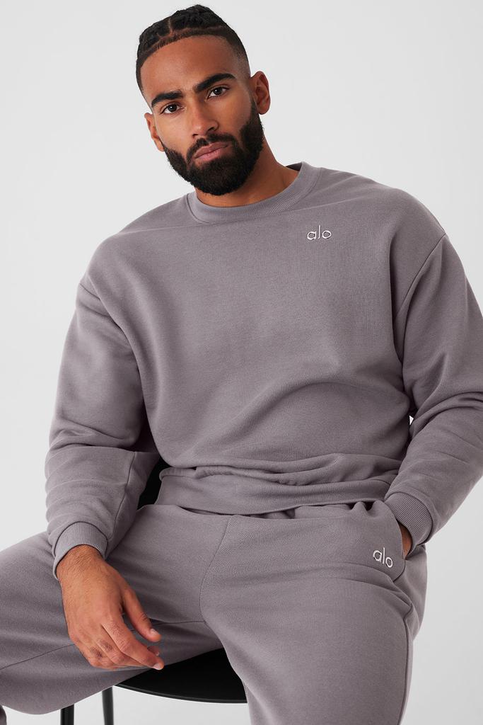 Alo Washed Accolade Crew Neck Pullover - Cool Grey Wash - Hoodies