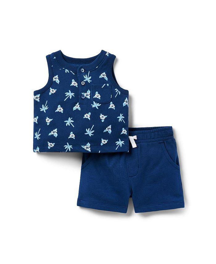 Janie and Jack Boys' Palm Hibiscus French Terry Matching Set - Baby