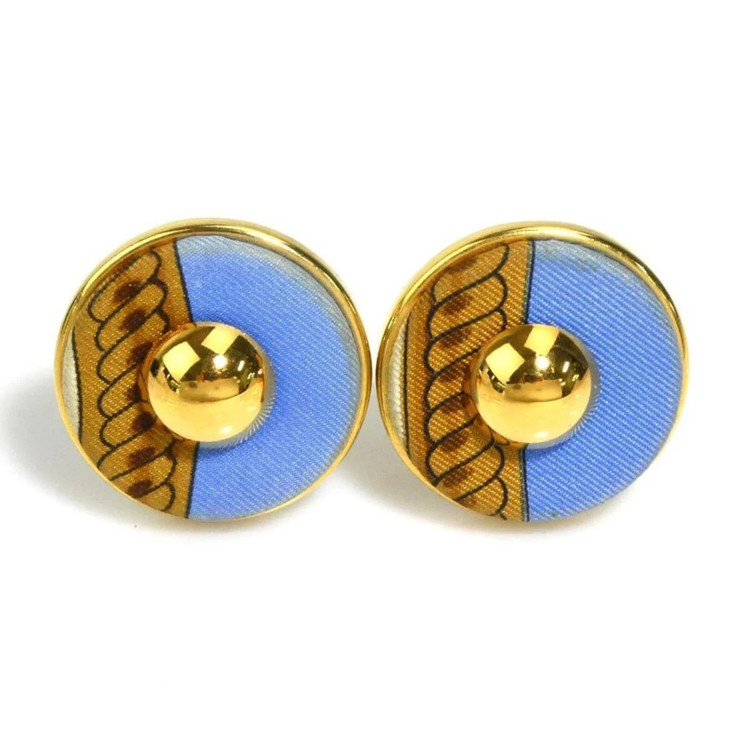 Hermes blue gold Metal Silk Clip Earrings (Pre-Owned)