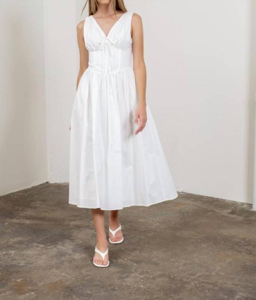 Moon River Moon River - V-neck Corset Midi Dress