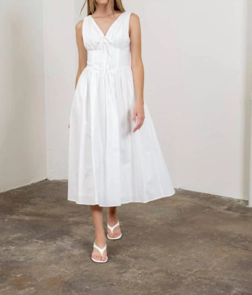 Moon River Moon River - V-neck Corset Midi Dress 1