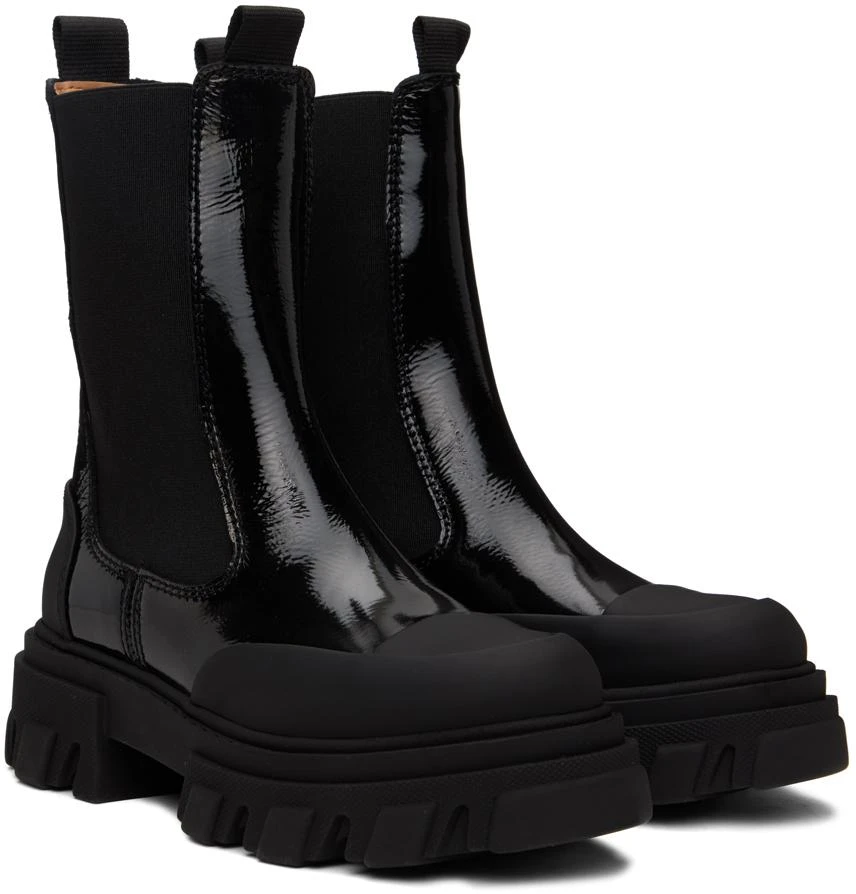 Ganni Black Cleated Mid Chelsea Boots 4