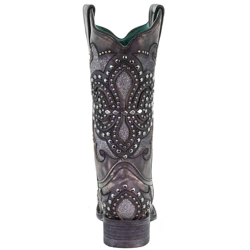 Corral Boots Studded Tooled Inlay Snip Toe Cowboy Boots 3
