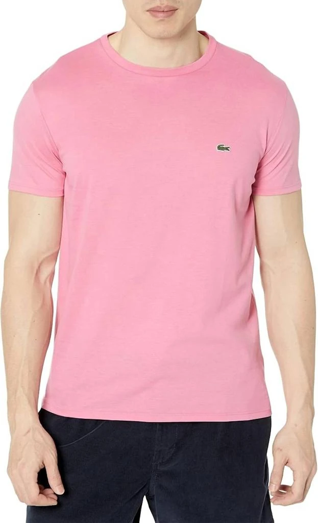 Lacoste Short Sleeve Crew Neck Pima Cotton Jersey T-Shirt In Reseda Pink