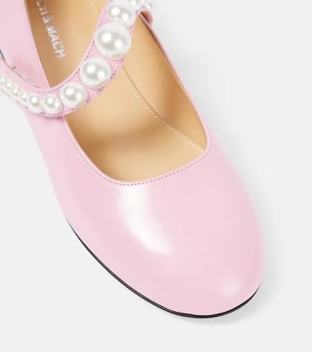 Mach & Mach Sirene faux pearl leather Mary Jane flats 5