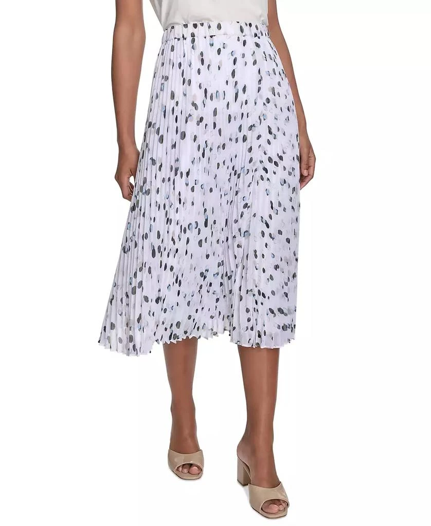 Calvin Klein Petite Dot-Print Pleated Midi Skirt 4