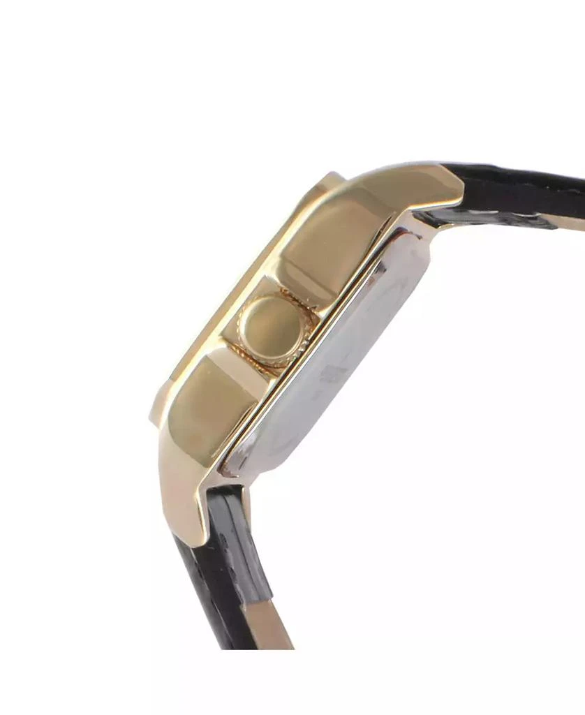 Peugeot Women's 34x24mm Tank Watch with Crystal Bezel Black Leather Strap 3