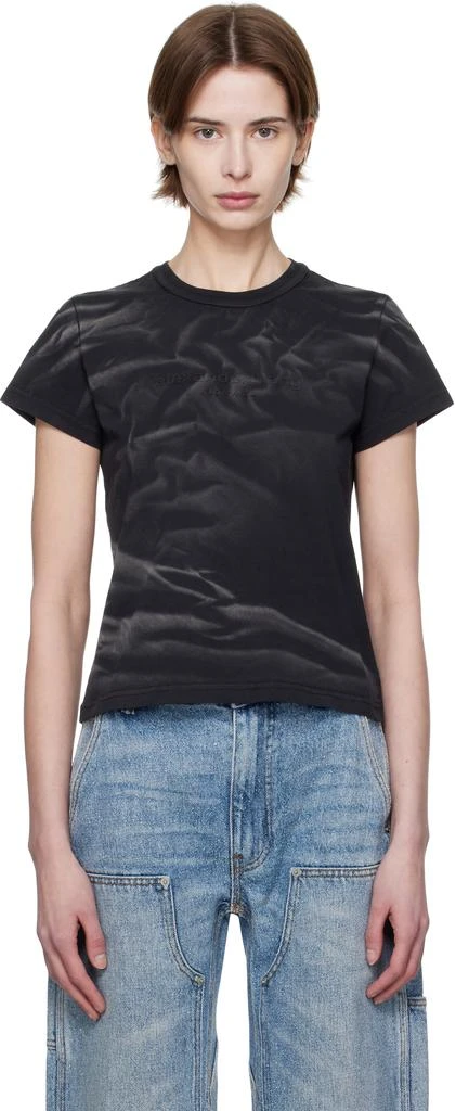 Alexander Wang Black Distressed Logo Shrunken T-shirt