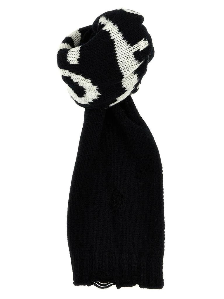 MM6 Logo Intarsia-knit Distressed Scarf 1
