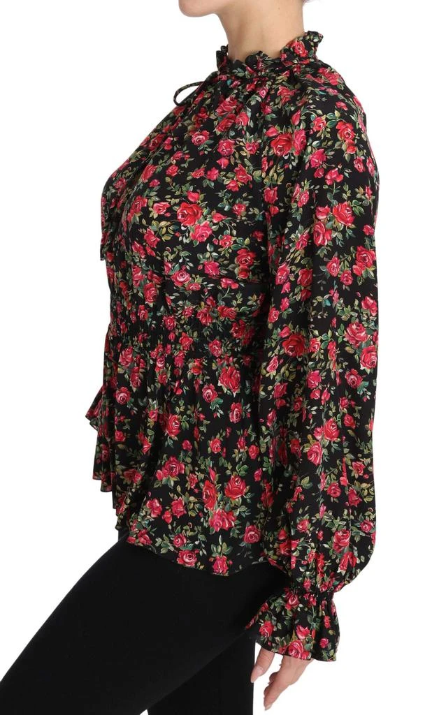 Dolce & Gabbana Dolce & Gabbana Black Rose Print Floral Shirt Top Blouse 6