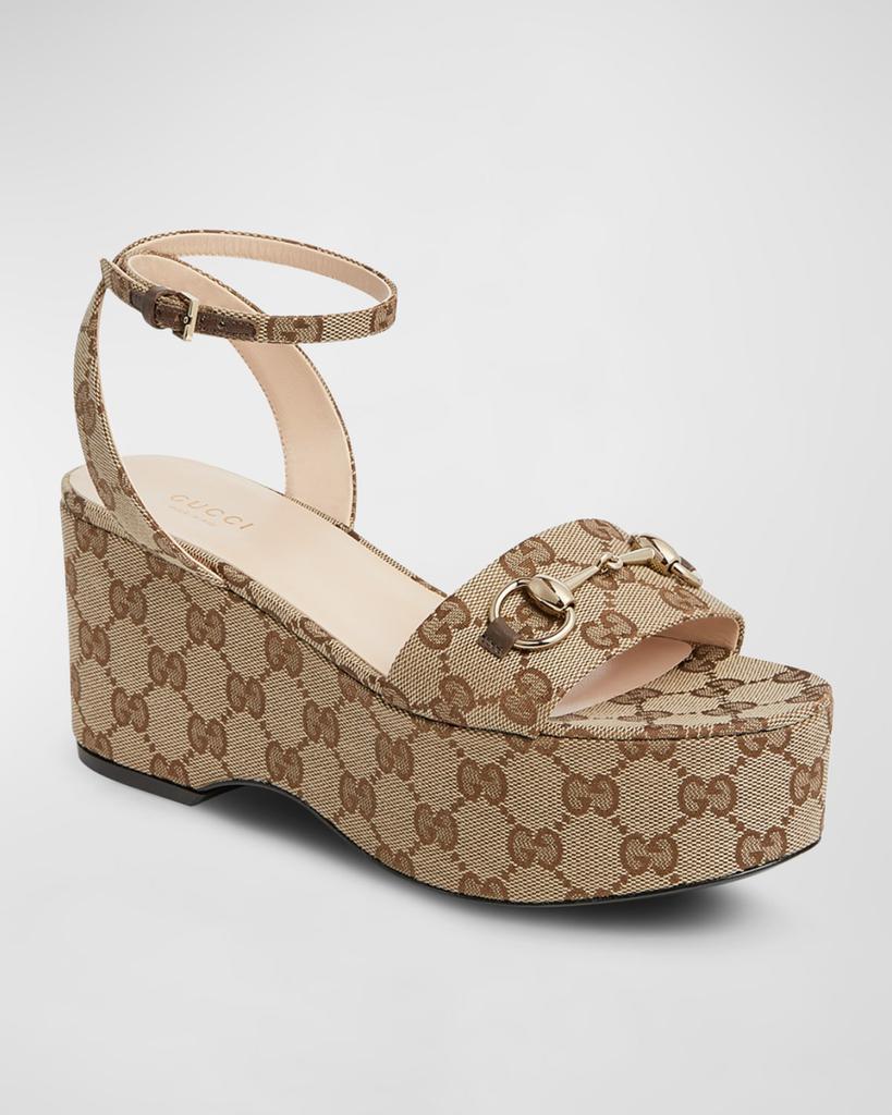 Gucci Lady GG Canvas Bit Platform Sandals