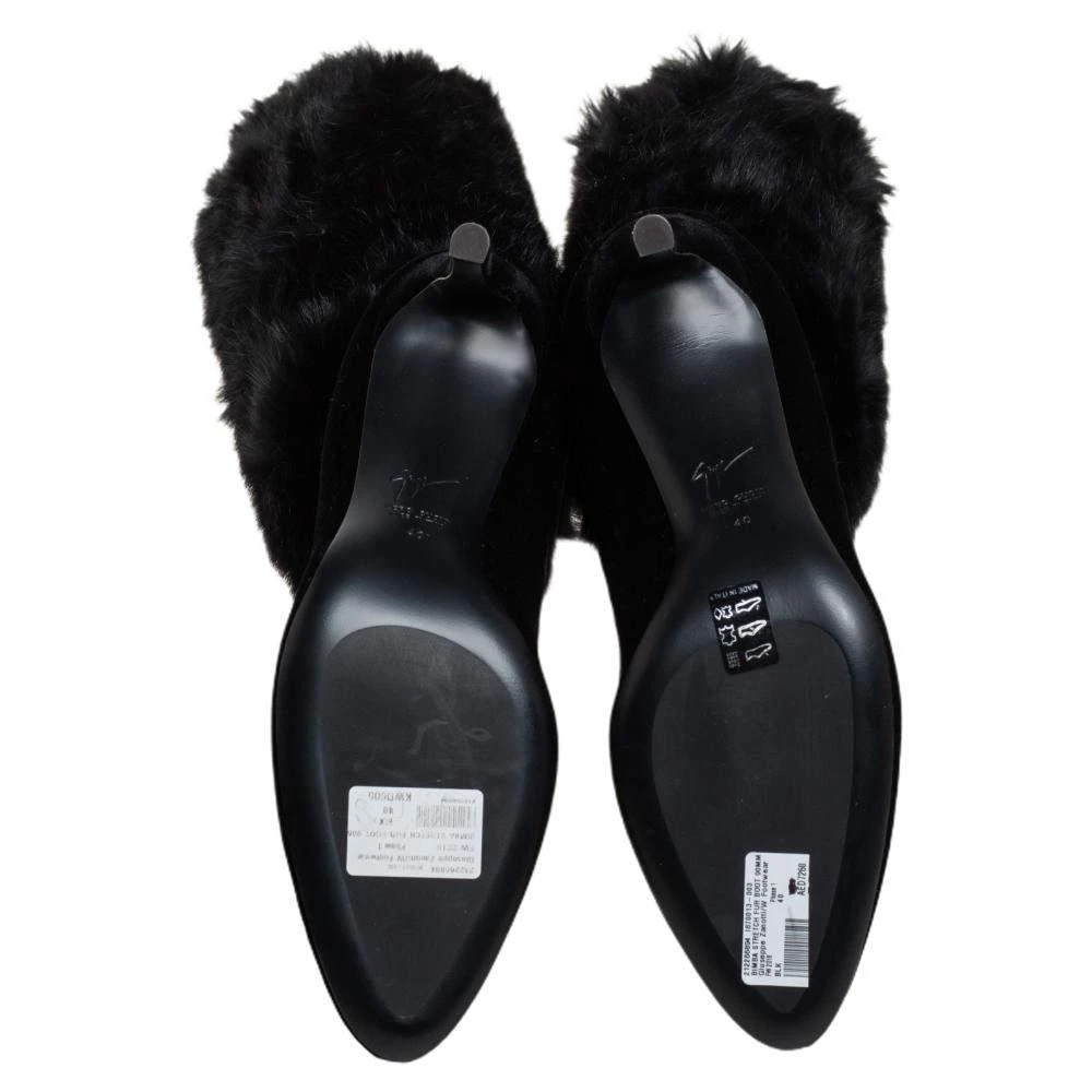 Giuseppe Zanotti Giuseppe Zanotti Black Stretch Fabric And Fur Bimba Knee High Boots Size 40 6