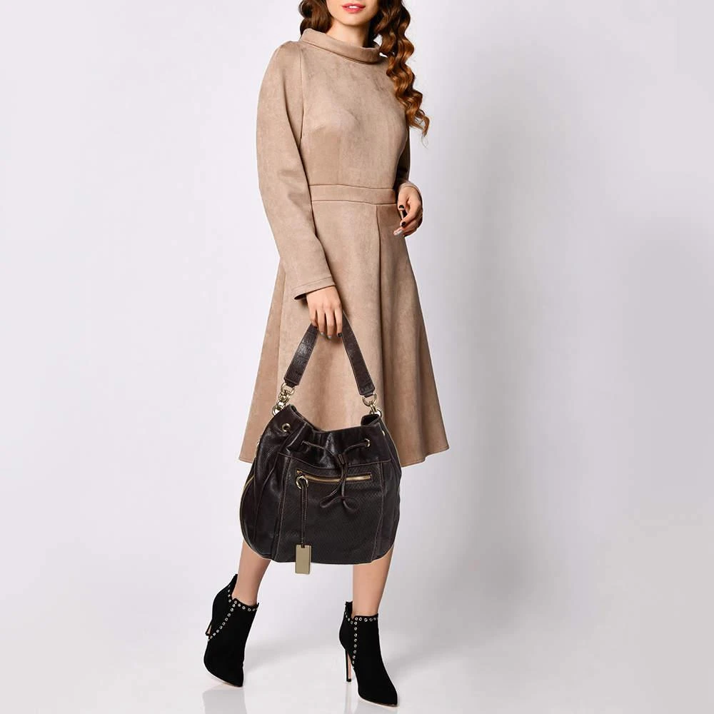 Furla Furla Dark Brown Leather Drawstring Hobo 2