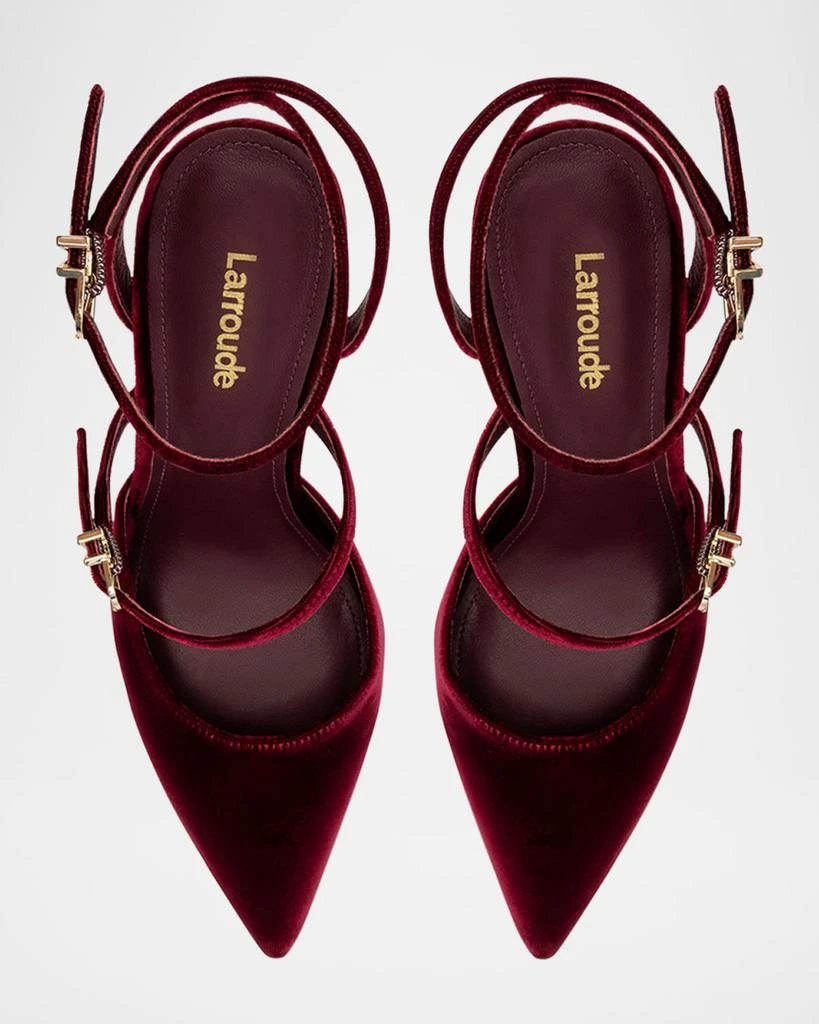 Larroude Kris Velvet Ankle-Strap Evening Pumps 3