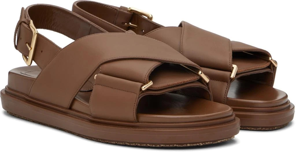 Marni Brown Leather Fussbett Sandals 4