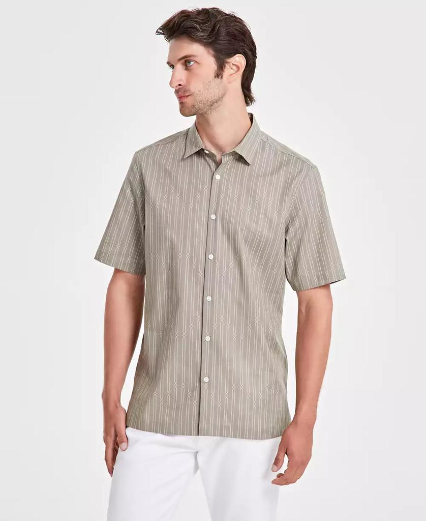 Alfani Men's Lobby Elevator Regular-Fit Stripe Button-Down Shirt, Created for Macy's