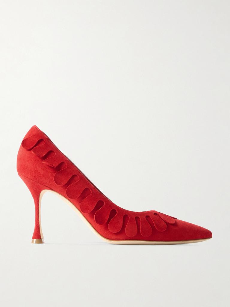 サンダル・ミュール Manolo Blahnik Two-tone leather and mesh Avespamu mules Manolo Blahnik Two-tone Leather And Mesh Avespamu Mules