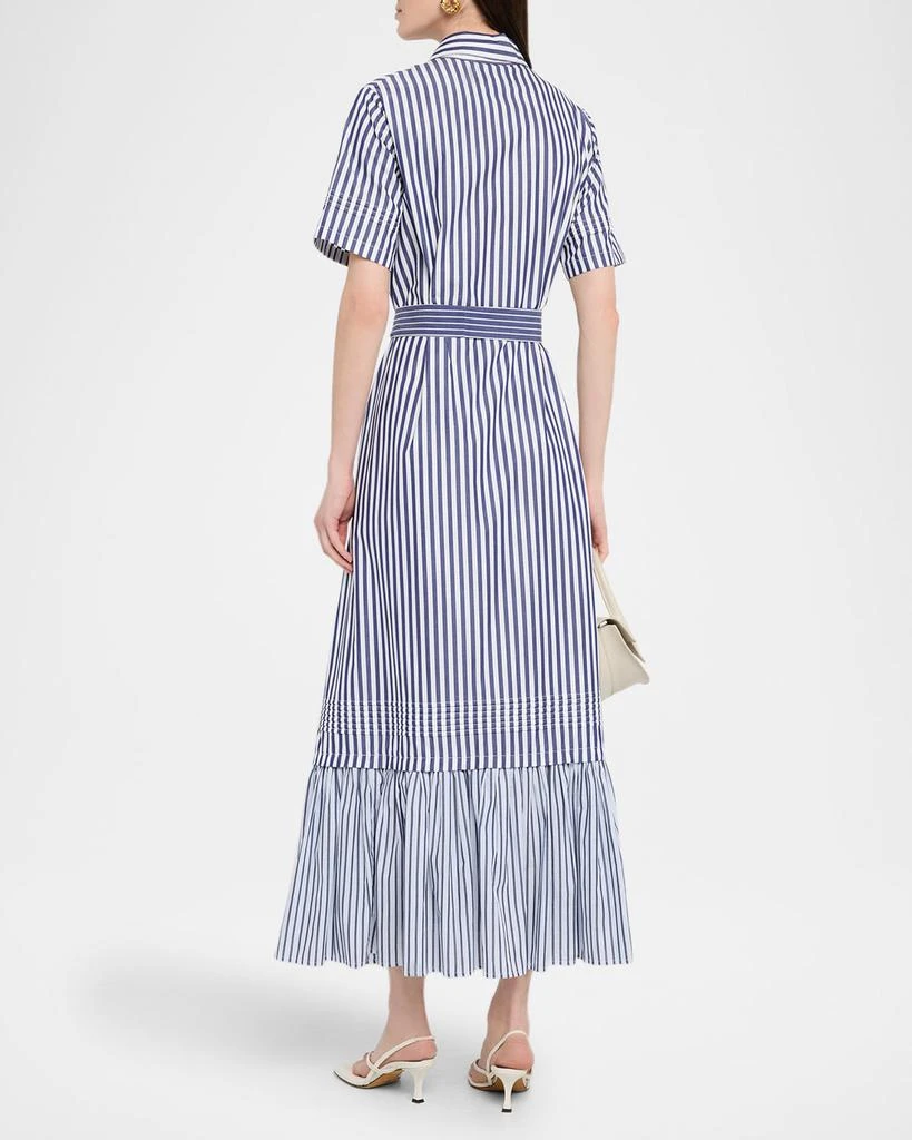 Evi Grintela Melanie Flounce Striped Cotton Midi Shirtdress 3