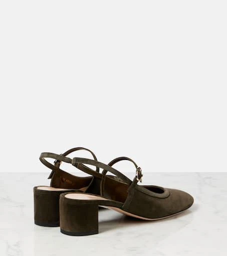 Gianvito Rossi Leather-trimmed suede slingback pumps 2