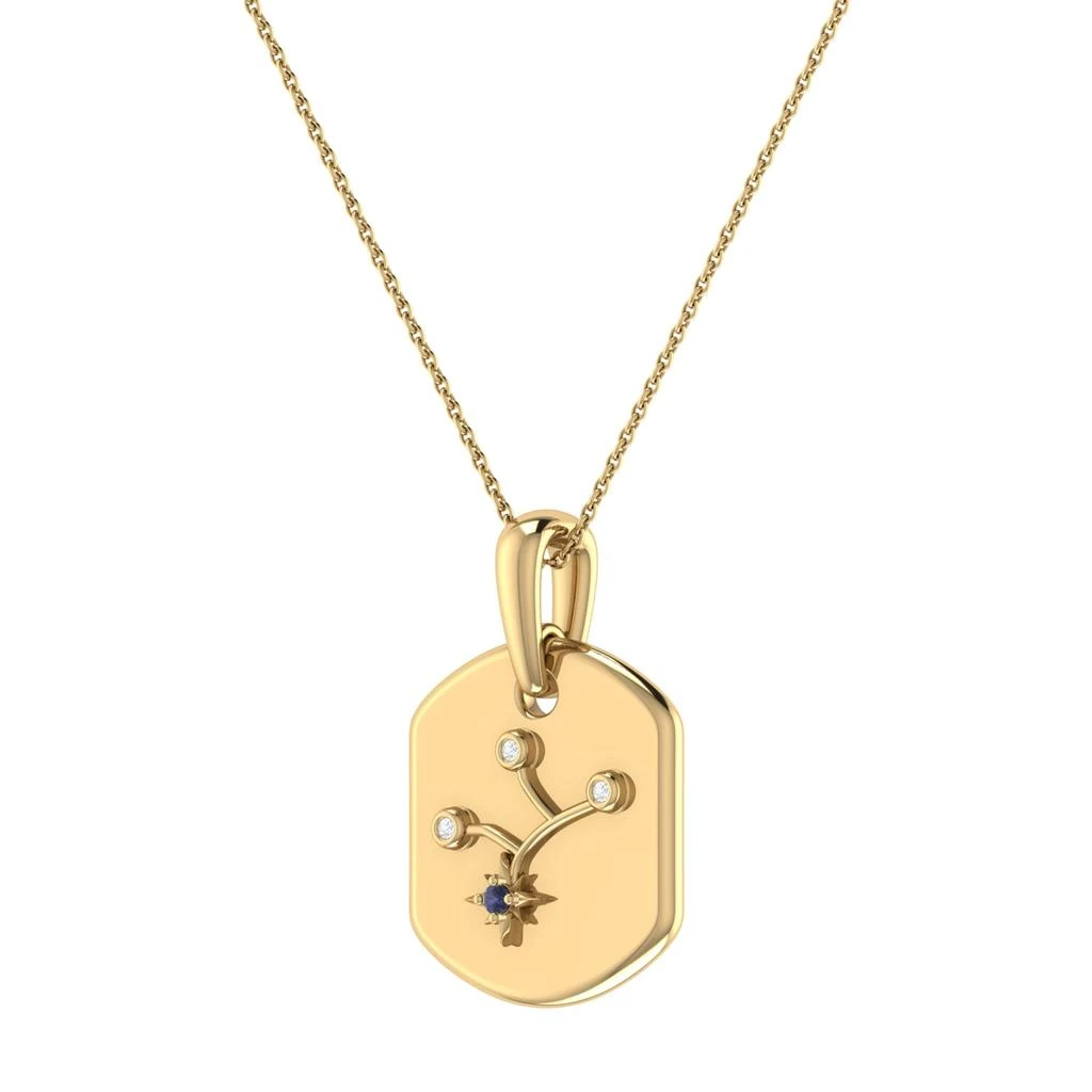 Monary Virgo Maiden Blue Sapphire & Diamond Constellation Tag Pendant Necklace in 14K Yellow Gold Vermeil on Sterling Silver 3