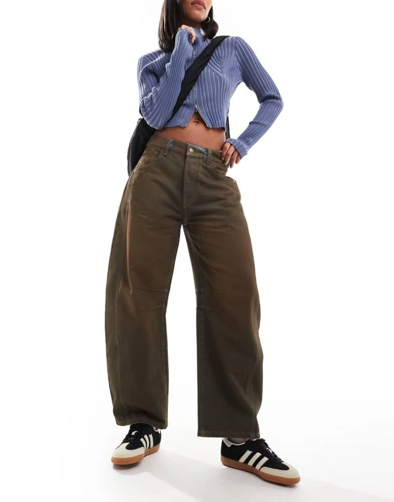 Free People Free People good luck coated barrel leg jeans in brown 1