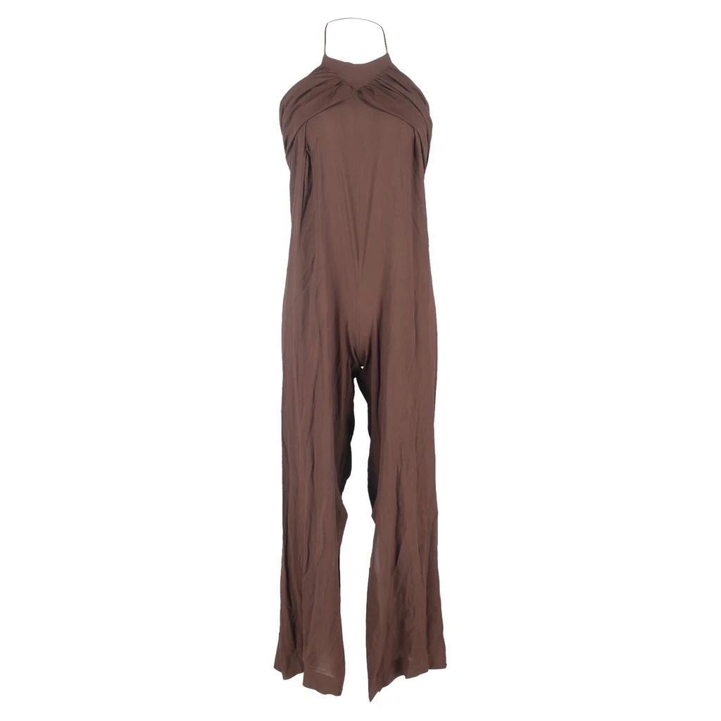Jacquemus Halterneck Backless Jumpsuit in Brown Viscose