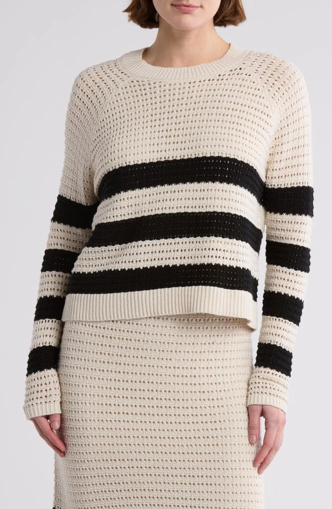 RACHEL Rachel Roy Crochet Stitch Stripe Sweater 1